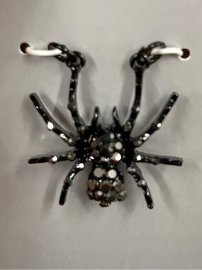 Black Spider Necklace Pendant with Faceted Accents